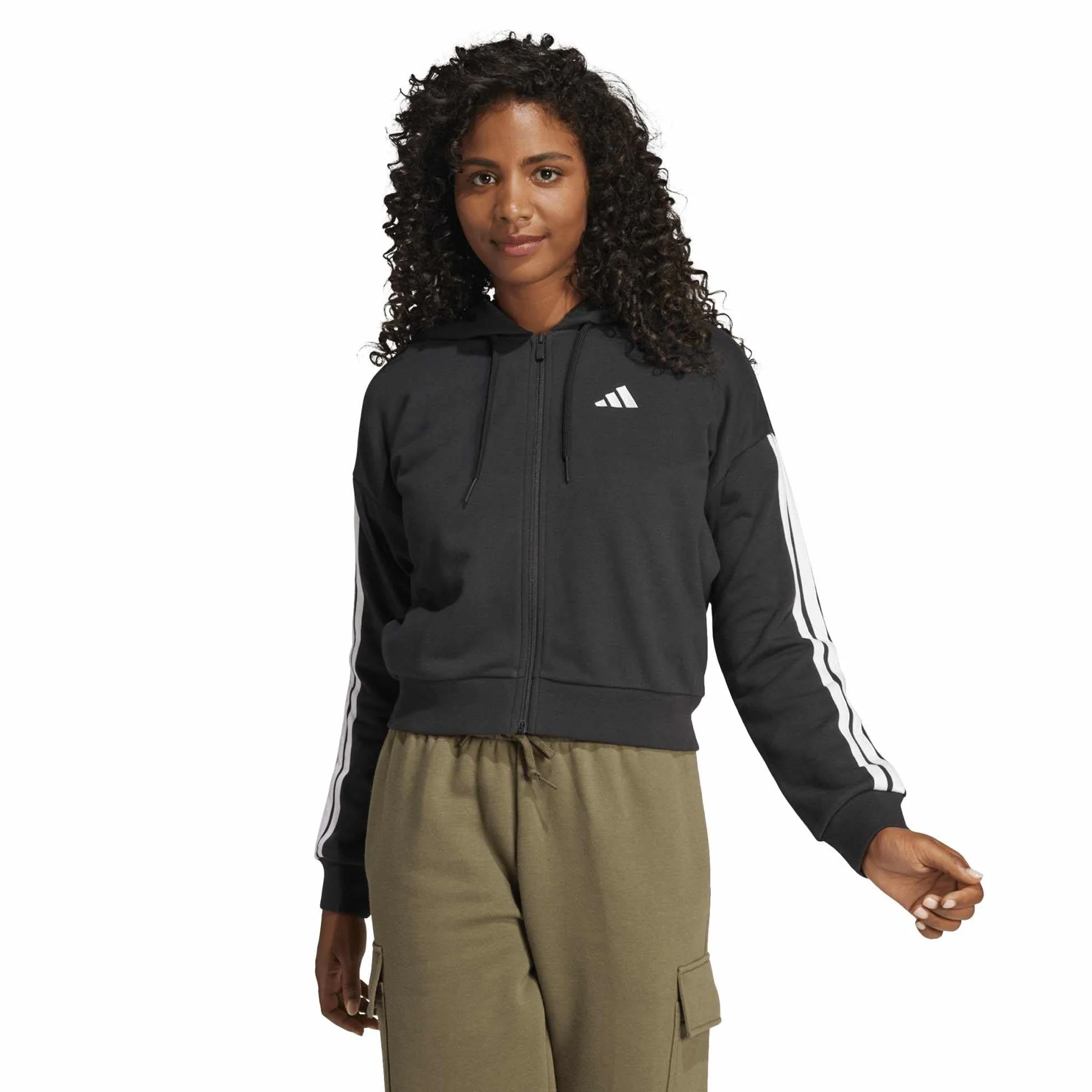 Adidas Damen Essentials 3-Stripes French Terry Full Zip Hoodie