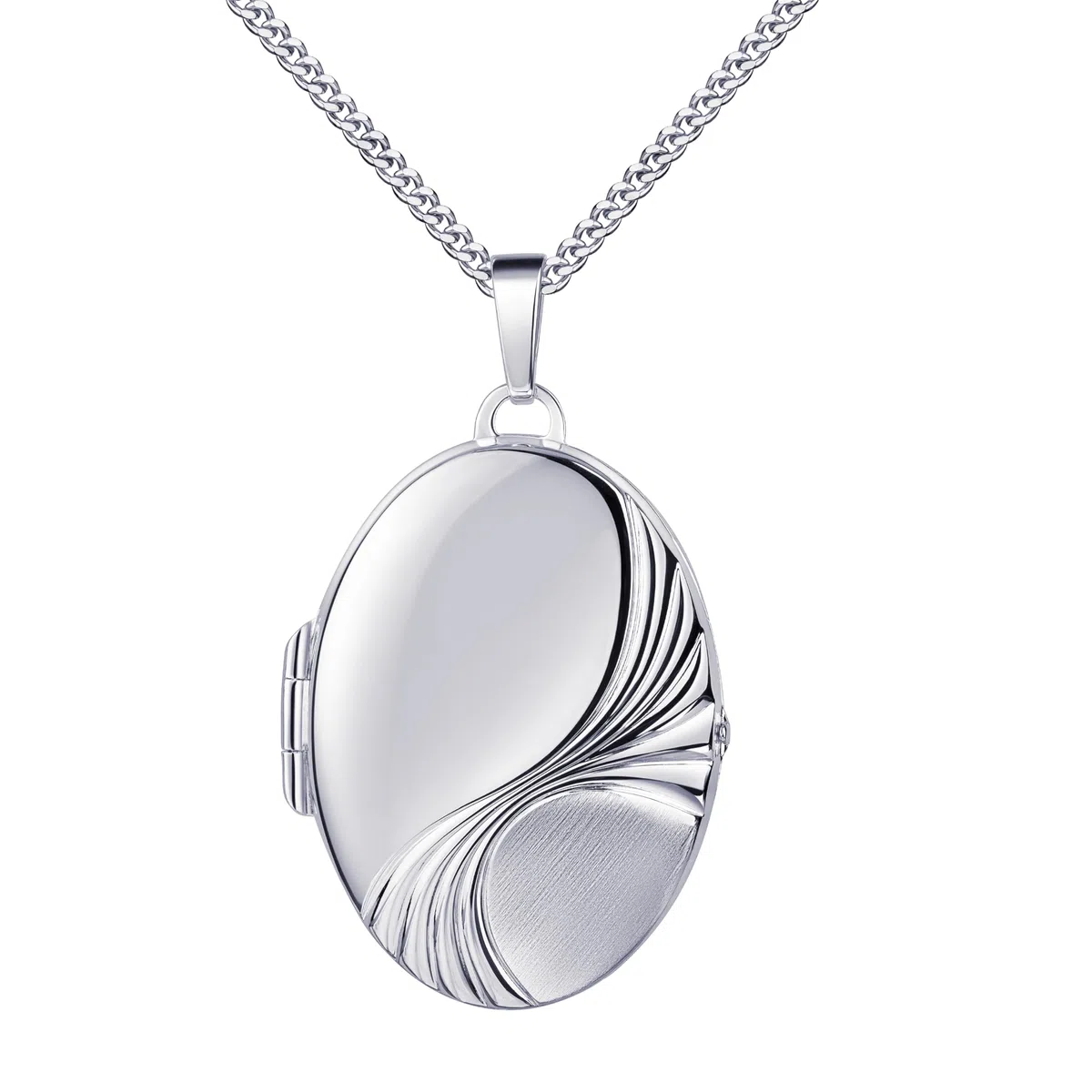 Medaillon groß Anhänger Silber 925 für 2 Bilder Amulett für Damen mit Kette zum Öffnen