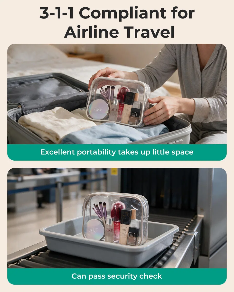 BAGSMART Kulturbeutel zum Aufhängen, Reise-Make-up-Organizer mit TSA-zugelassener transparenter Kosmetiktasche, Make-up-Tasche für Toilettenartikel in voller Größe