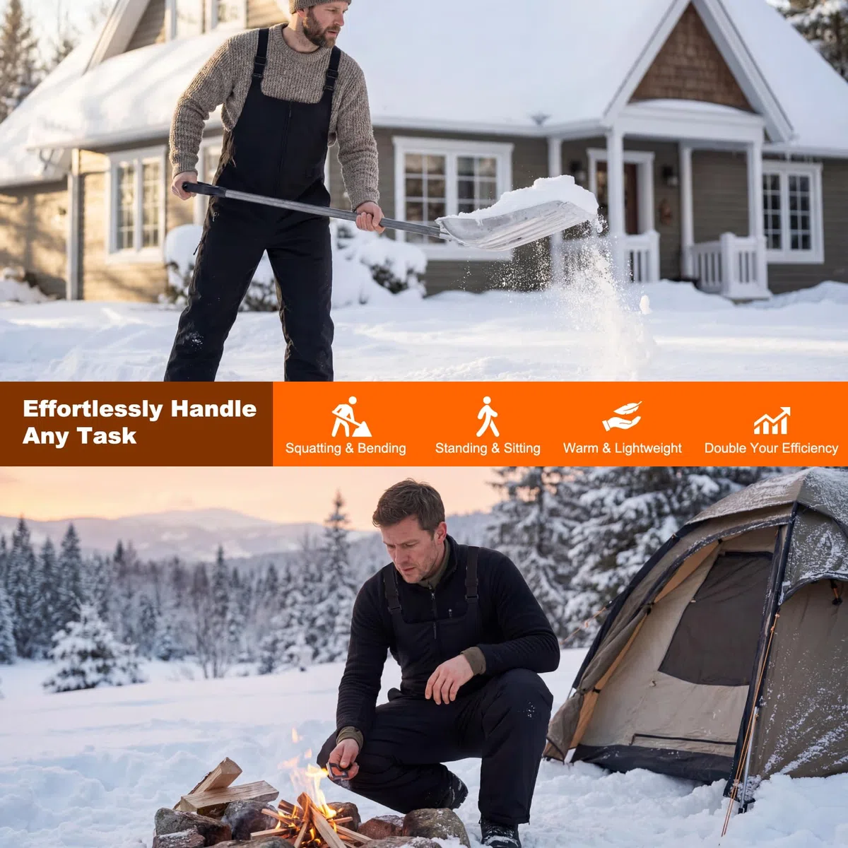 Beheizbare Herren Ski Bibs Wasserabweisender isolierter Schneelatzoverall Latzhose mit Akku, Latzhosen für Herren Skihose Snowboardhose, Beheizte Arbeitslatzhose Männer Berufshose mit vielen Taschen