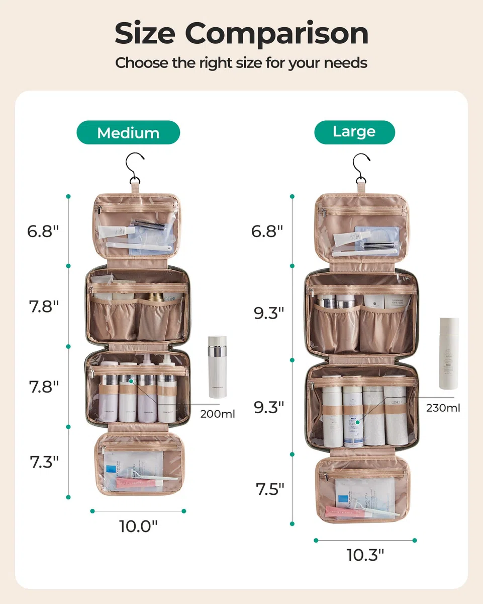 BAGSMART Kulturbeutel zum Aufhängen, Reise-Make-up-Organizer mit TSA-zugelassener transparenter Kosmetiktasche, Make-up-Tasche für Toilettenartikel in voller Größe