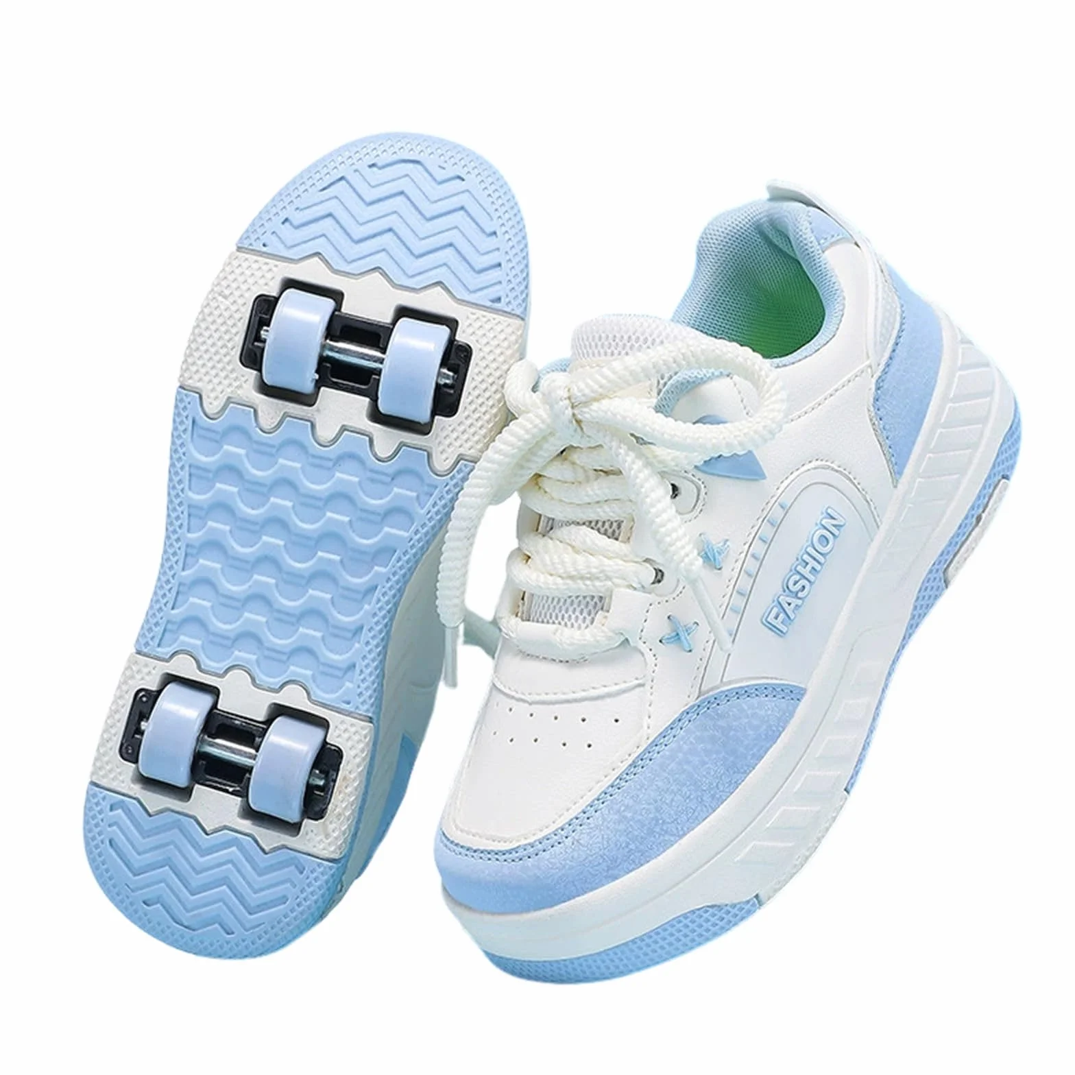 Surwin Schuhe mit Rollen Kinder Mädchen Jungen, Turnschuhe mit 4 Rollen Rollschuhe Schuhe Schnüren Design Skateboardschuhe Roller Skate Shoes Rollschuhe Sneaker für Sport