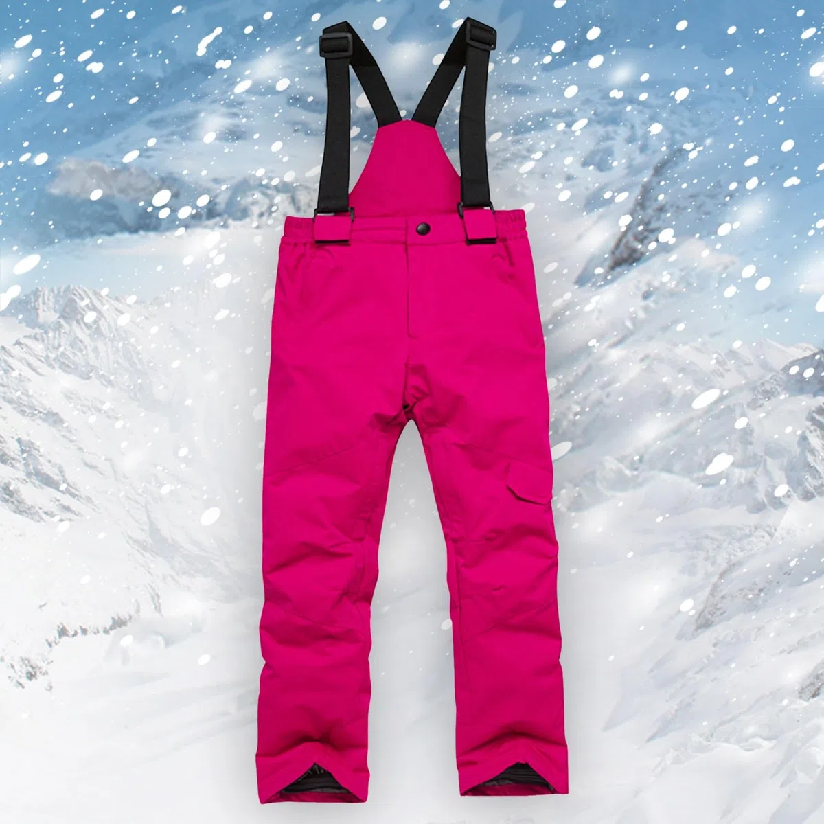 Generisch Skihose Kinder Jungen Mädchen Schneehose Wasserdicht Snowboardhose Elementen Zip Ski Latzhose mit Taschen Fleece gefüttert und Verstärkt Warm Winterhose Outdoorhose Strapshose