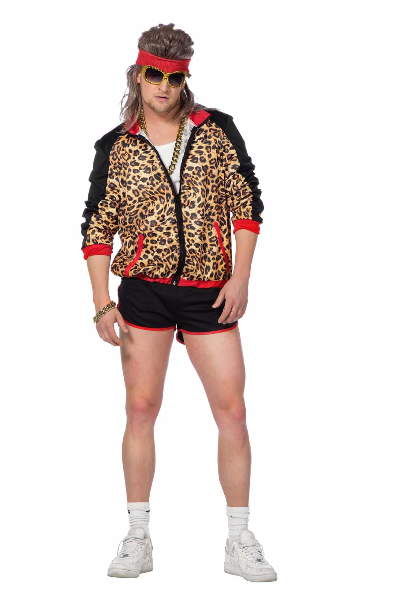 WILBERS & WILBERS 5748 - 80er / 90er Jahre Jogginganzug für Herren, Leoparden Print, Trainingsanzug, Karneval