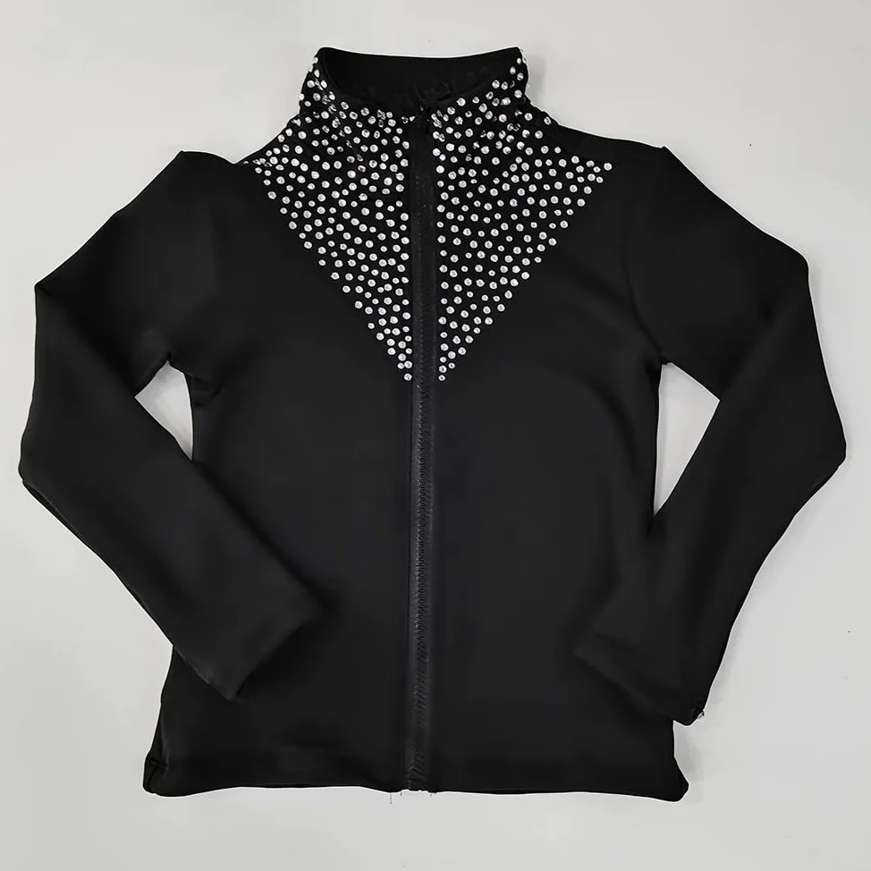 LIUHUO Eiskunstlaufjacke mit Diamanten, zweifarbig, Mädchen-Trainingskleidung