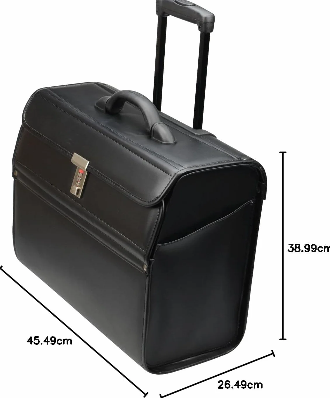 Alassio 45033 - Pilotenkoffer Mondo, aus strapazierfähigem Lederimitat, ca. 46 x 38 x 22 cm, schwarz