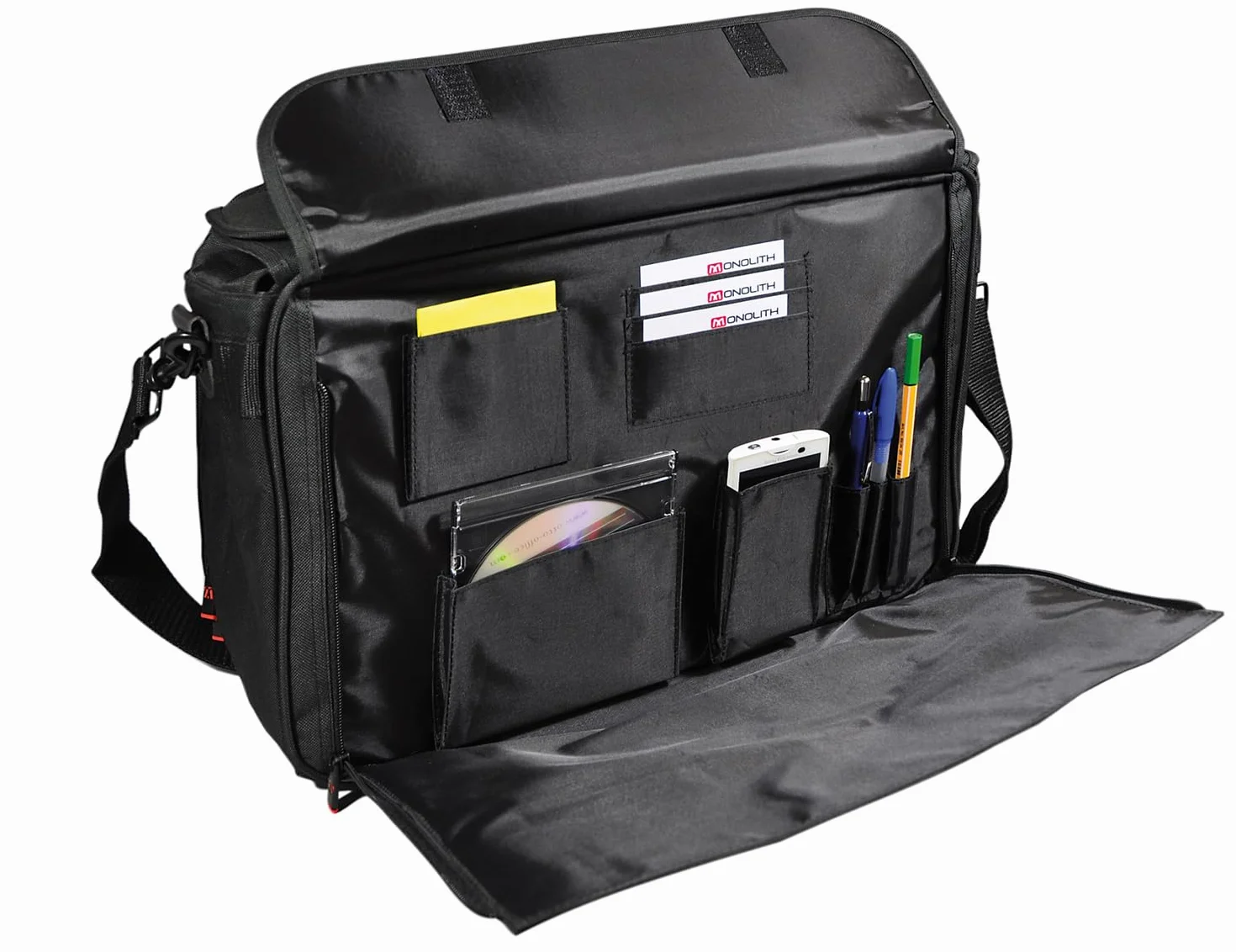 monolith 2000002168 - Pilotenkoffer Soft aus Nylon, Aktenkoffer 21 Liter, 15,6 Zoll Laptopfach, schwarz
