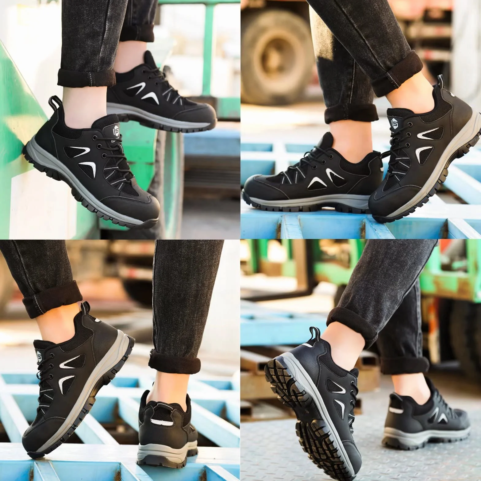 ISOOUS Sicherheitsschuhe Herren Damen Leicht Arbeitsschuhe Stahlkappenschuhe Atmungsaktiv Anti-Smashing Anti-Piercing