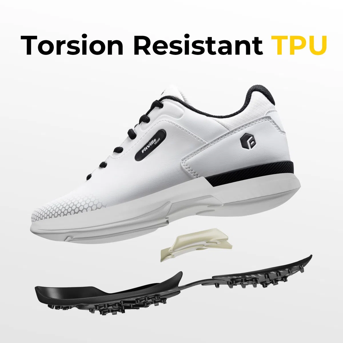 FitVille Extra Weit Golfschuhe für Herren Breit Golfschuh Herren mit Schnürung Atmungsaktiv Trainingsschuh für Golf Grau Weiß Gr.40-49