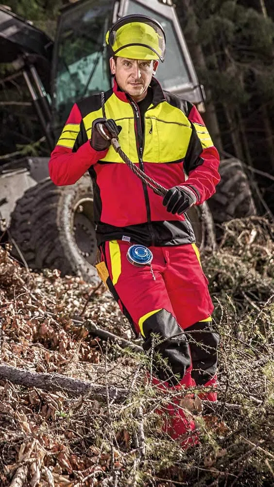 KÜBLER Forest Schnittschutzhose PSA 3, Farbe: Rot/Warngelb, Größe: L 82