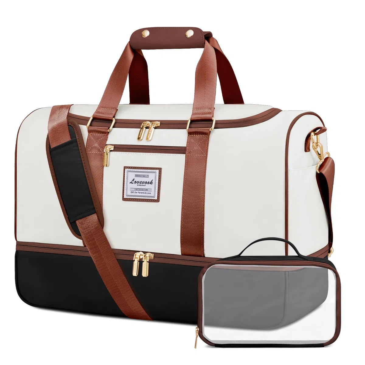 LOVEVOOK Weekender Groß Reisetasche, 50L Travel Duffle Bag Reisetaschen mit Kulturtasche, Schuhfach & Nassfach, Wasserdicht Sporttasche Gym Yoga Bag, Handgepäck Tasche für Sport Reise Flugzeug