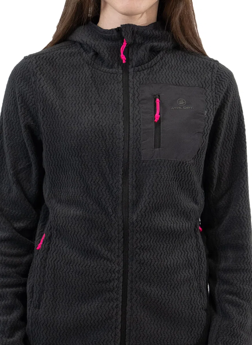 Damen sportliche Fleecejacke mit Stehkragen oder Kapuze in modischen Farben für Outdooraktivitäten
