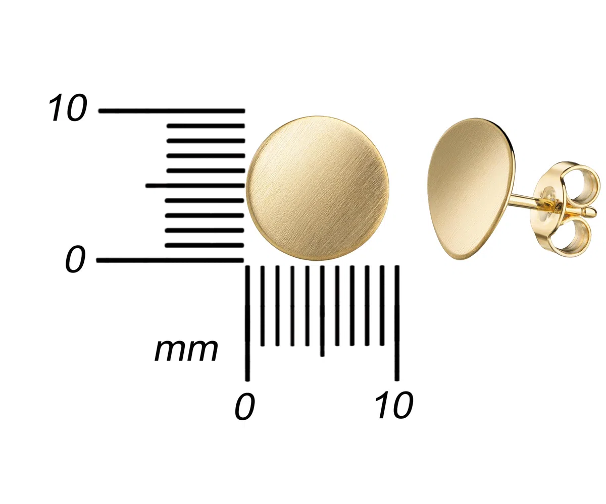 Gold-Ohrstecker 1 Paar Gelbgold runde Ohrringe aus 333 Gold zart gebogen und leicht gebürstet für Damen mit Schmuck-Etui + Echtheitszertifikat
