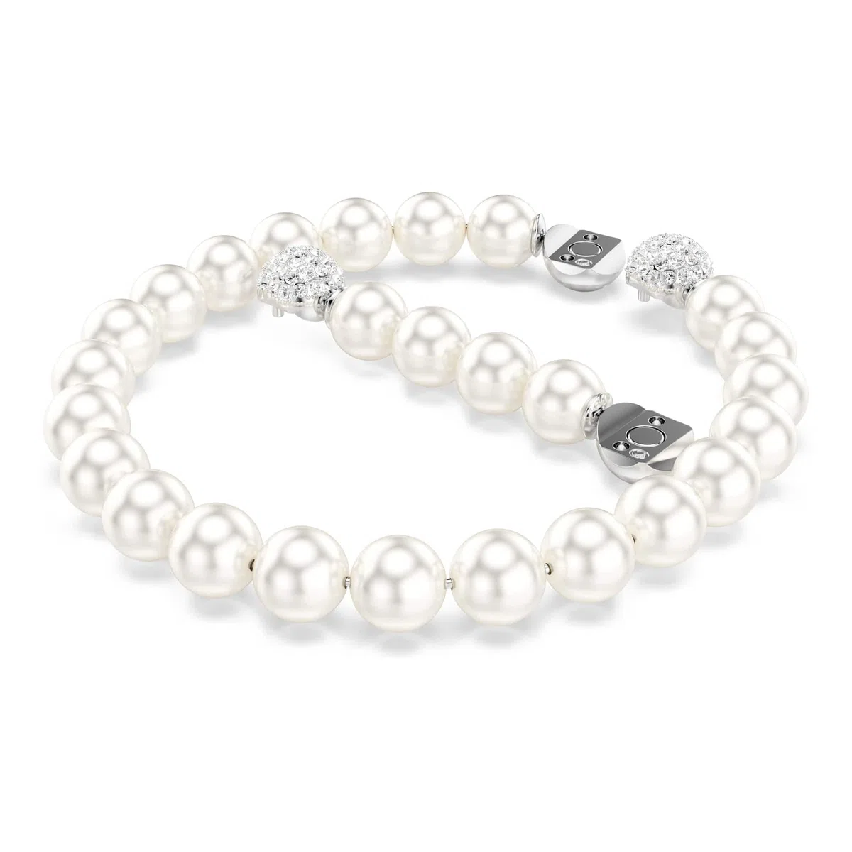 Swarovski Matrix Armband, Kristallperle, Weiß, Rhodiniert