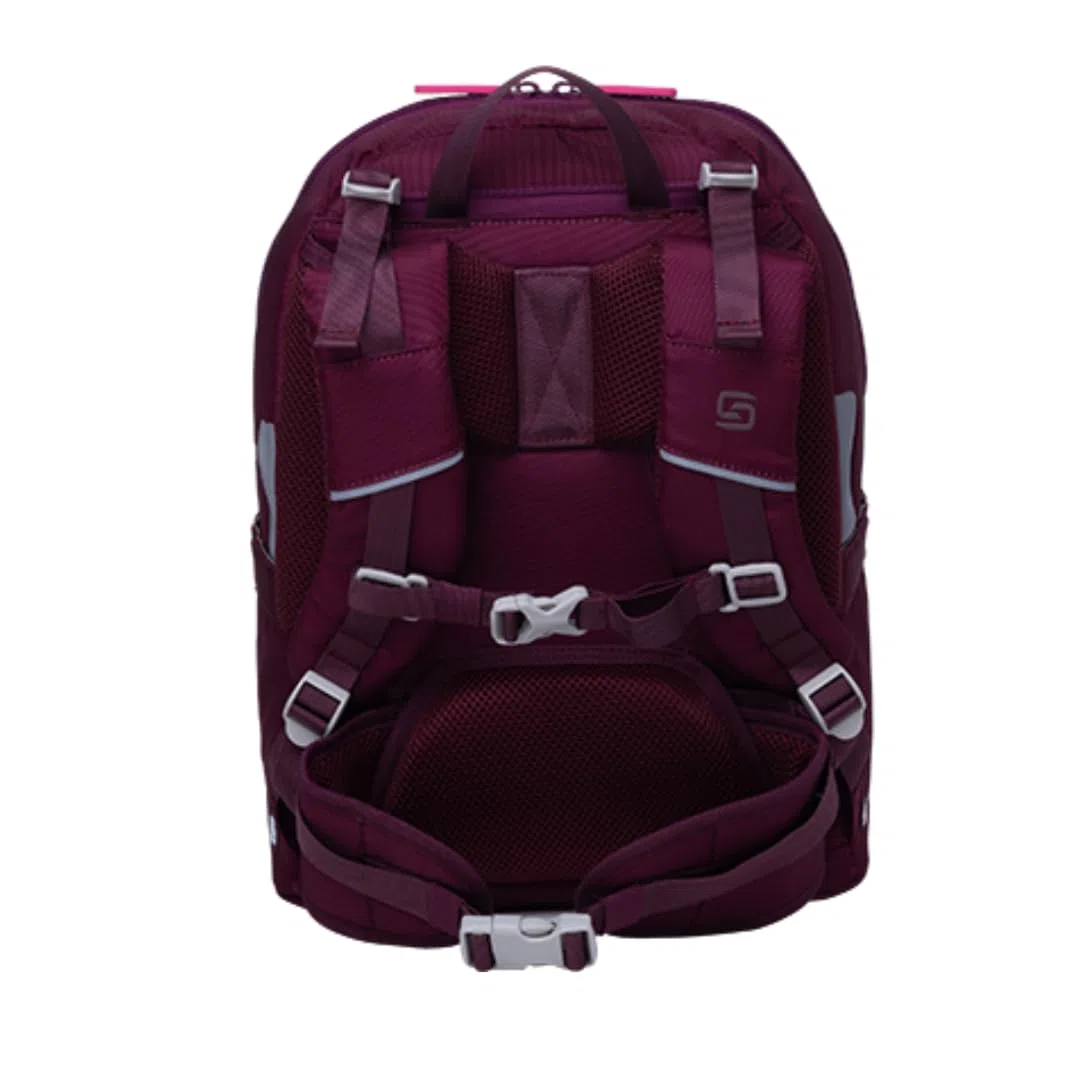Schneiders Ergojet Schultasche Set Floral Fantasy (6-teilig) – Wandelbarer Mädchen-Schulranzen Einhorn, LED-Licht, ergonomisch & nachhaltig, leicht (990g), Schule & Freizeit, 21L, Bordeaux-Rot