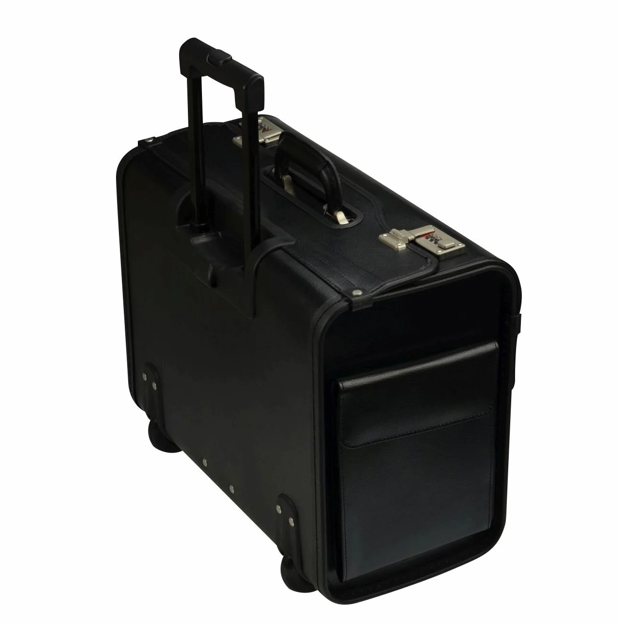 ALASSIO 92705 Pilotenkoffer Silvana, Businesskoffer aus echtem Leder, Geschäftskoffer mit arretierbarem Teleskoptrolleysystem, Laptopkoffer abschließbar, Lederkoffer ca. 41 x 26 x 51 cm, schwarz