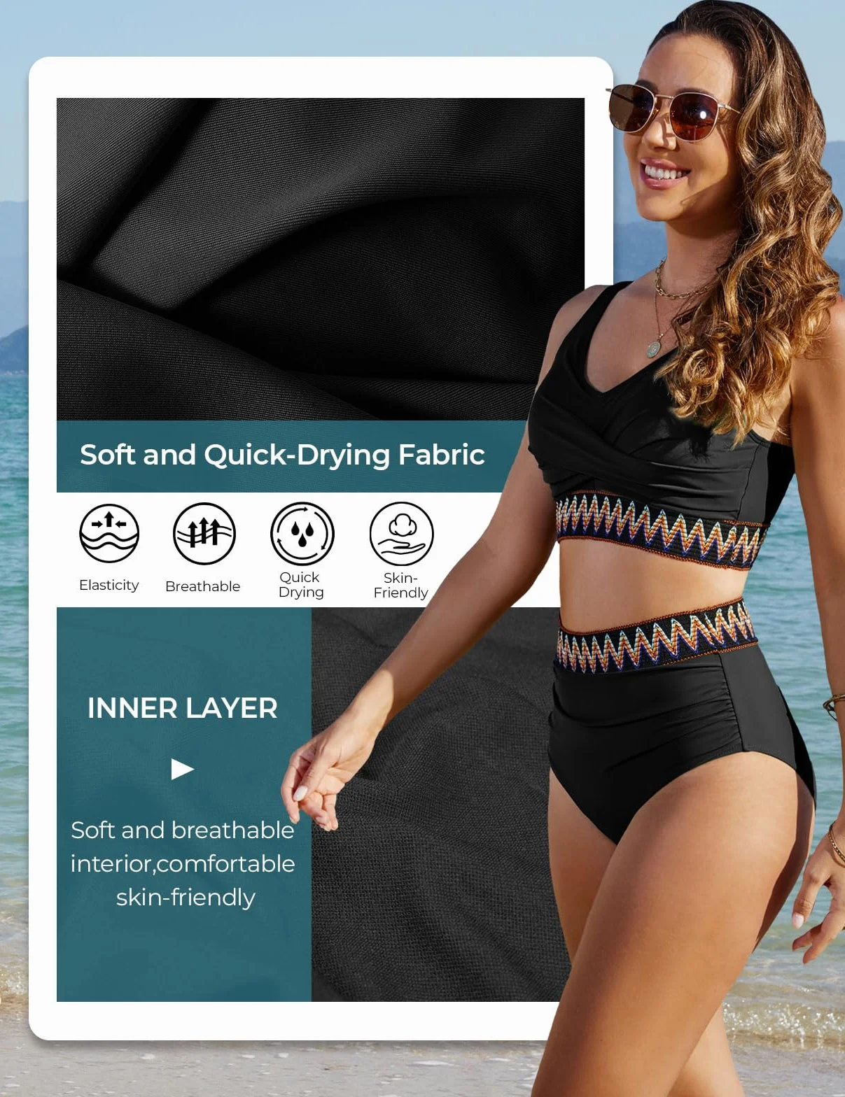 Bikini Damen Set Hohe Taille Bauchweg Badeanzug Zweiteilig Sexy V Ausschnitt Push Up Bikini Bunt Gestreift Bademode Grosse Grössen Beach Pool Bikini