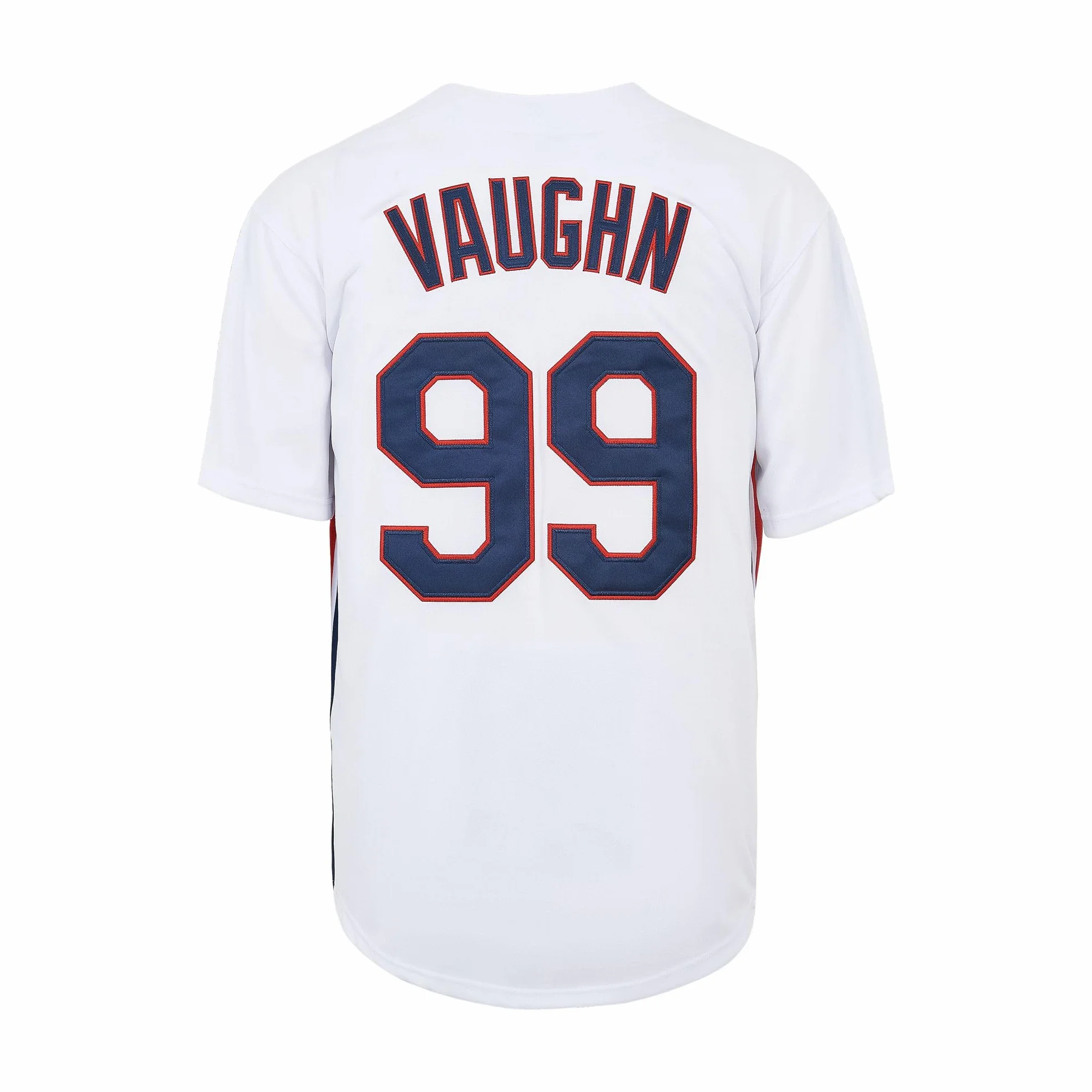 Herren Ricky Vaughn 99 Movie Baseballtrikot, 90er Jahre Hip-Hop-Kleidung, genäht, Sport-Fan-Shirt, Jersey, Marineblau, Grau, Weiß