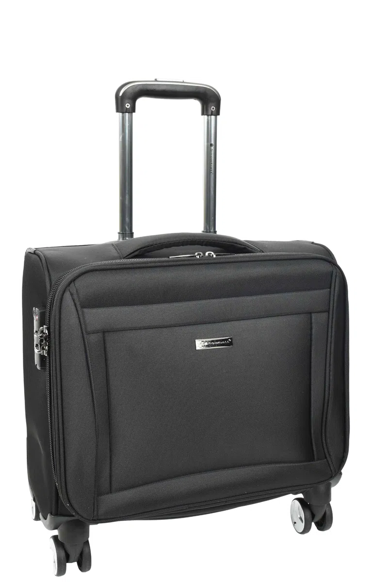 A1 FASHION GOODS Pilotenkoffer mit 4 Rädern, leicht, TSA-Schloss, Kabinengröße, Reise-Business-Tasche, Crew, Schwarz , S, Softcase Pilotenkoffer auf Rollen