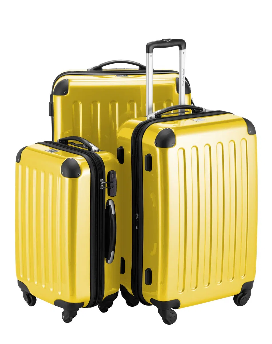 Hauptstadtkoffer Alex - 3er Kofferset - Handgepäckskoffer 55 cm, mittelgroßer Koffer 65 cm + großer Reisekoffer 75 cm, Hartschale ABS+PC, Zahlenschloss, Gelb