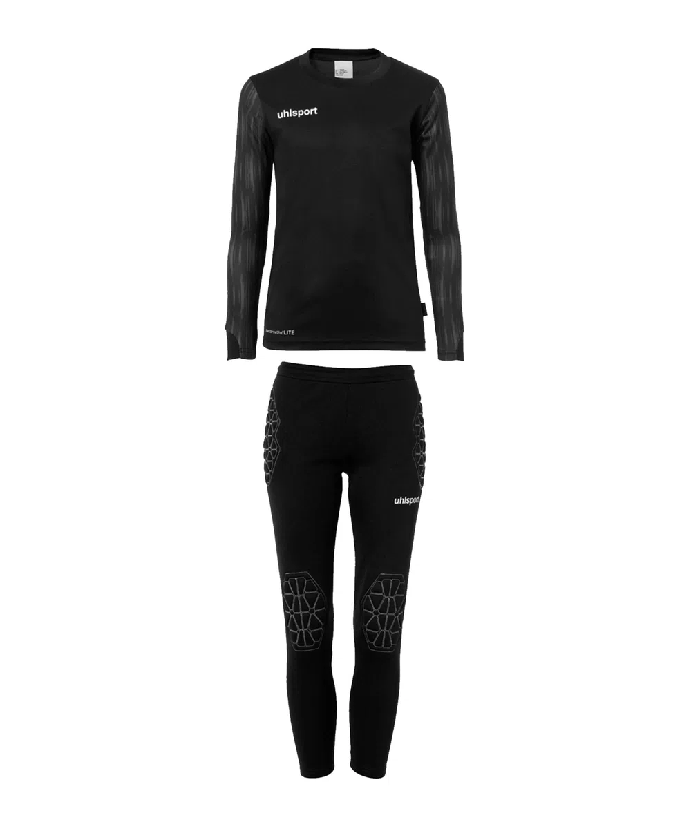 uhlsport Herren Uhlsport Reaction Goalkeeper Set Junior GOALKEEPER SET JUNIOR Jugend Torwart Torhüter Fußball Set aus gepolstertem Shirt und Hose, komplette Torhüterbekleidung/Set für Jugendliche