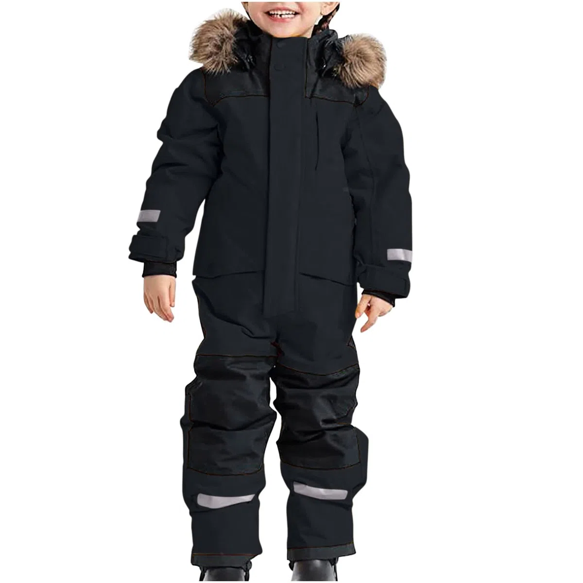 Skianzüge für Kinder Dickere Atmungsaktiv Schneeanzug Langarm Wasserdicht Daunenjacke Schneeoverall Winteranzug Winddichter Winter Outdoor Fellkragenkapuze Warmes Skioverall Jacket