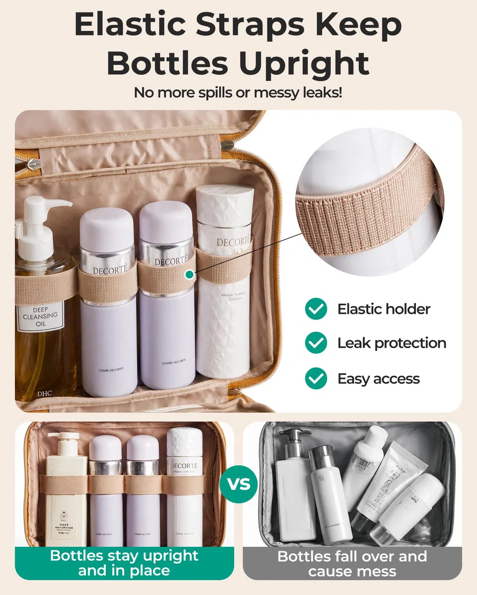 BAGSMART Kulturbeutel zum Aufhängen, Reise-Make-up-Organizer mit TSA-zugelassener transparenter Kosmetiktasche, Make-up-Tasche für Toilettenartikel in voller Größe
