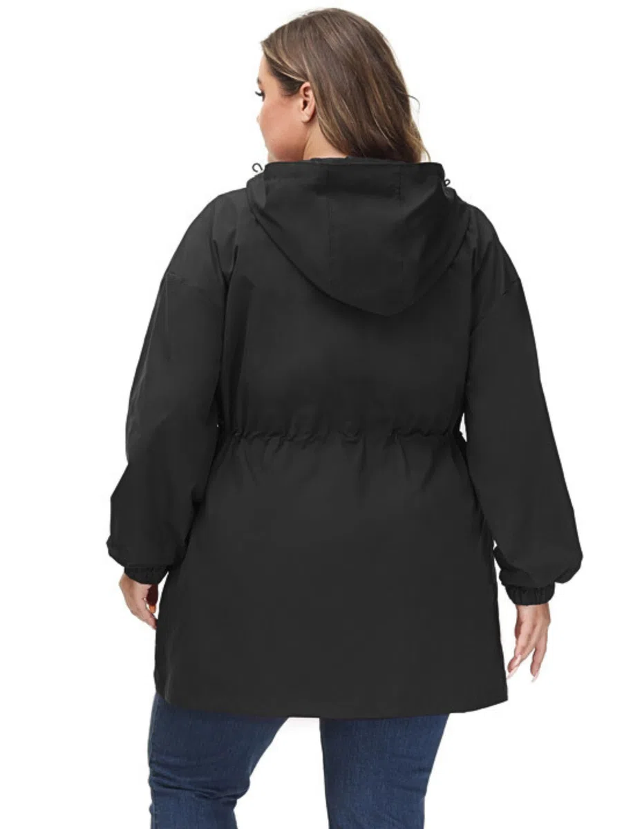 Hanna Nikole Damen Große Größe Regenjacke Leicht Wasserdicht Regenmantel mit Kapuze Windbreaker Sport Outdoorjacke