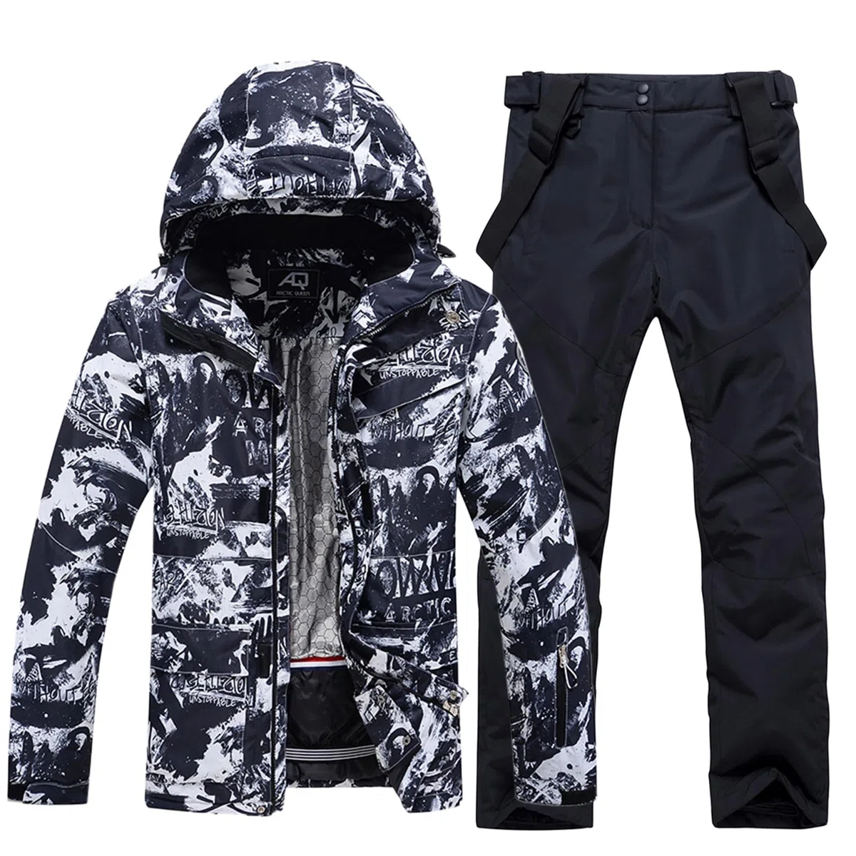 HOUZONIY Herren Skianzug Set Herren Schneeanzug Warmer Winddichter 2-Teiliger Schneeanzug(209+Schwarz M)