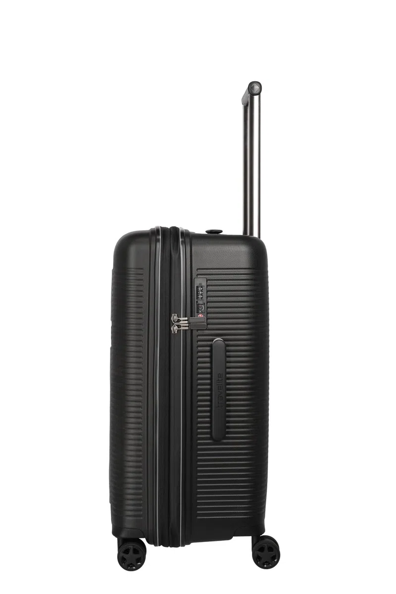 Travelite 4-Rad Hartschalenkoffer mittelgroß 74 Liter, Trunk Koffer, Gepäck Serie Roomer: Hartschalen Trolley mit Dehnfalte + TSA Kombinationsschloss, 66 cm (kein Sperrgepäck)