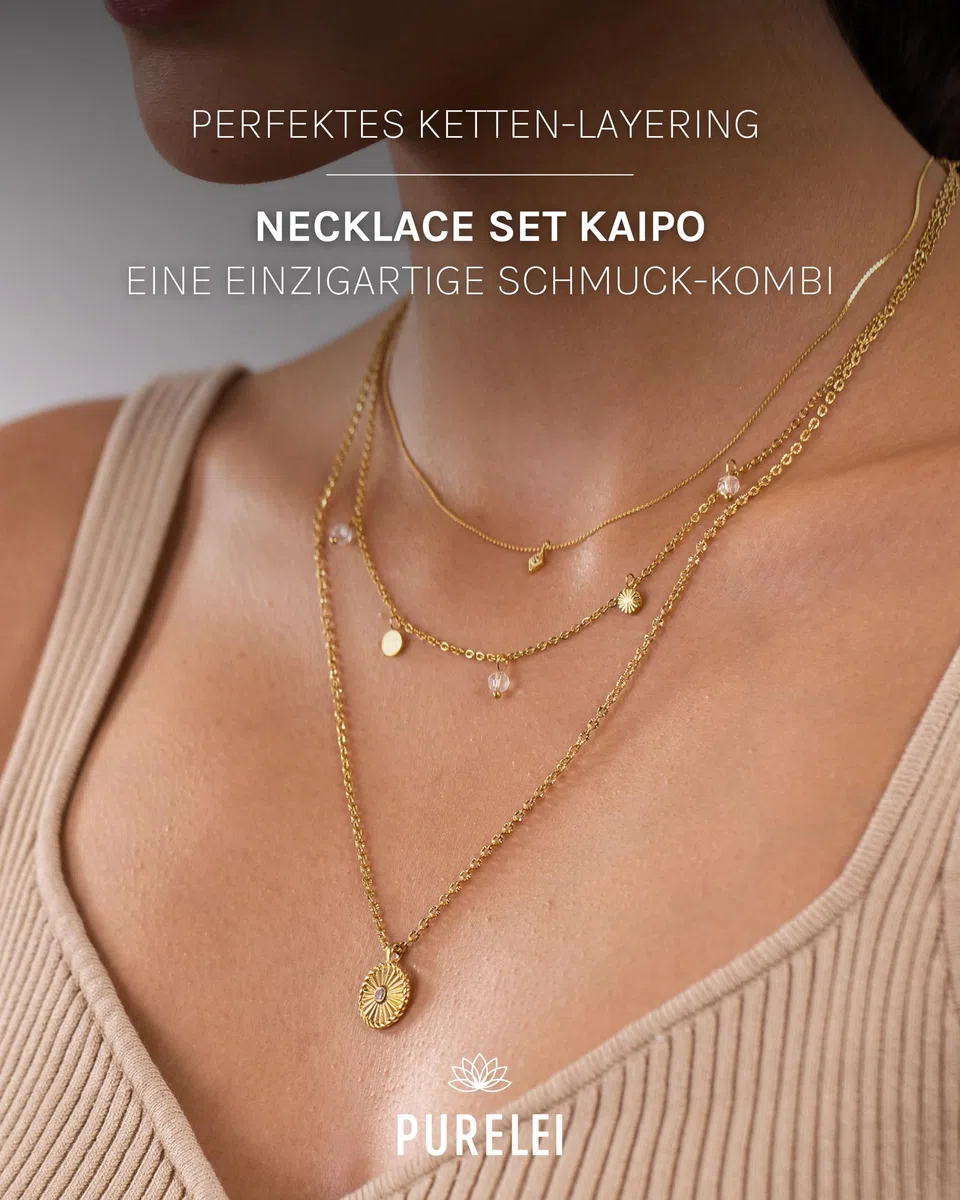 Purelei Kaipo Ketten Set – Ketten für Damen aus langlebigem Edelstahl – Wasserfeste Ketten mit Anhänger – Verstellbare Länge – Halsketten für deinen individuellen Look