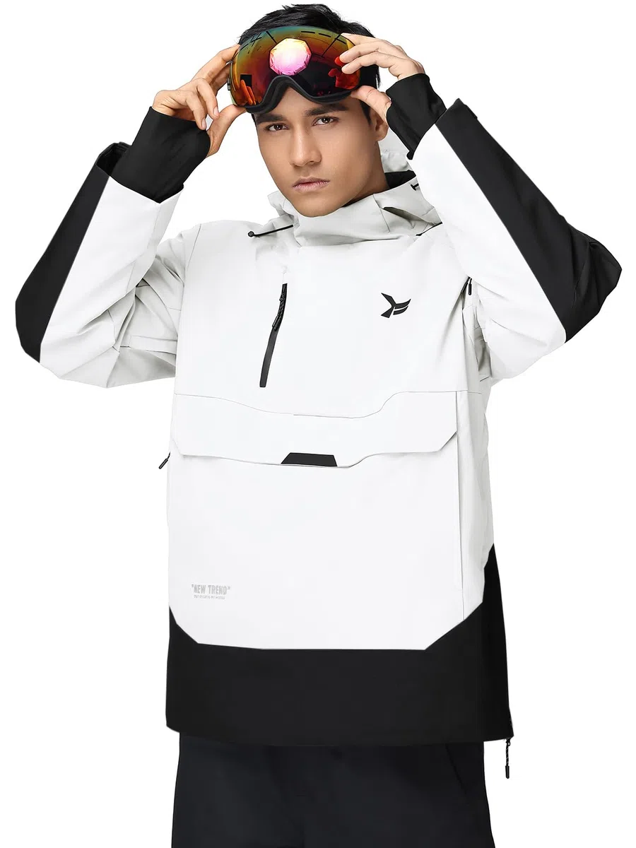 HOTIAN Herren Skijacke Warm Winterjacke Wasserdicht Atmungsaktiv Snowboardjacke Winddicht Funktionsjacke mit Abnehmbarer Kapuze