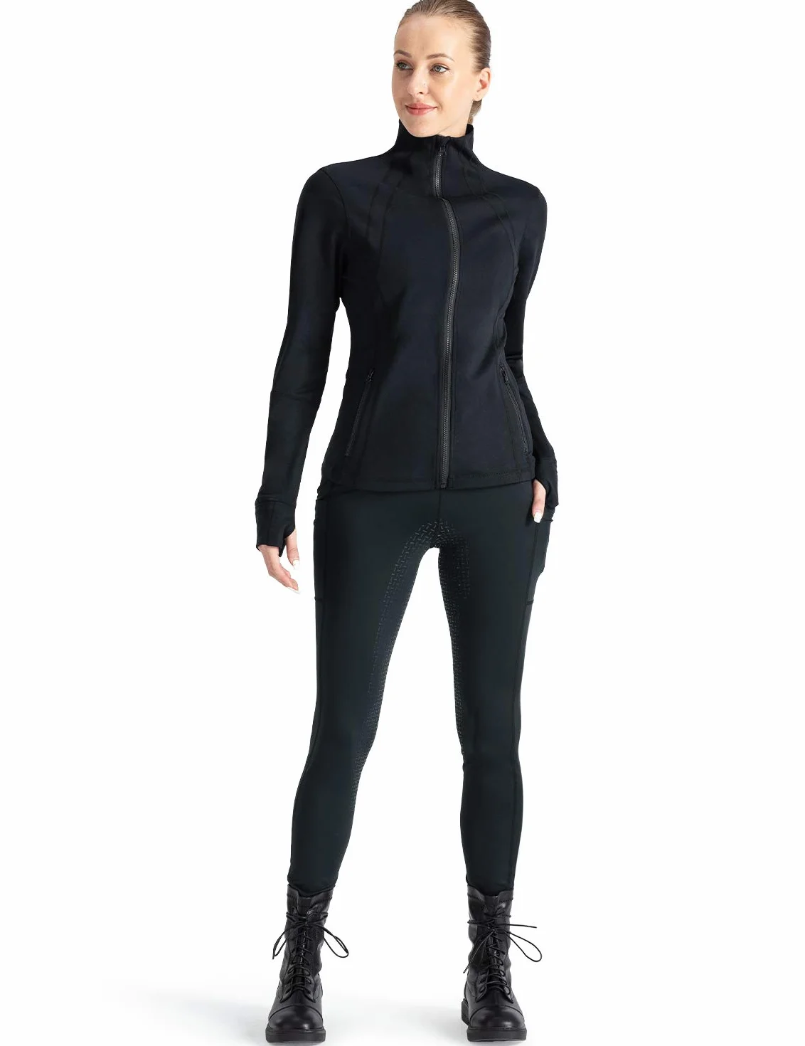 NAVISKIN Damen Reitleggings Silikon-Vollbesatz Reithose Silikongrip Vollbesatzreithose Handytasche