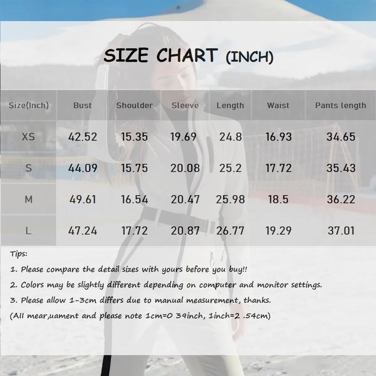 Generisch Skianzug Damen Einteiler Wasserdicht Schneeanzug Damen Winter Warm Skisuit Outdoor Gefüttert Skianzüge Overall Skioverall Winddicht Winteranzug Elegant Oversize Schneeoverall Warme Baggy