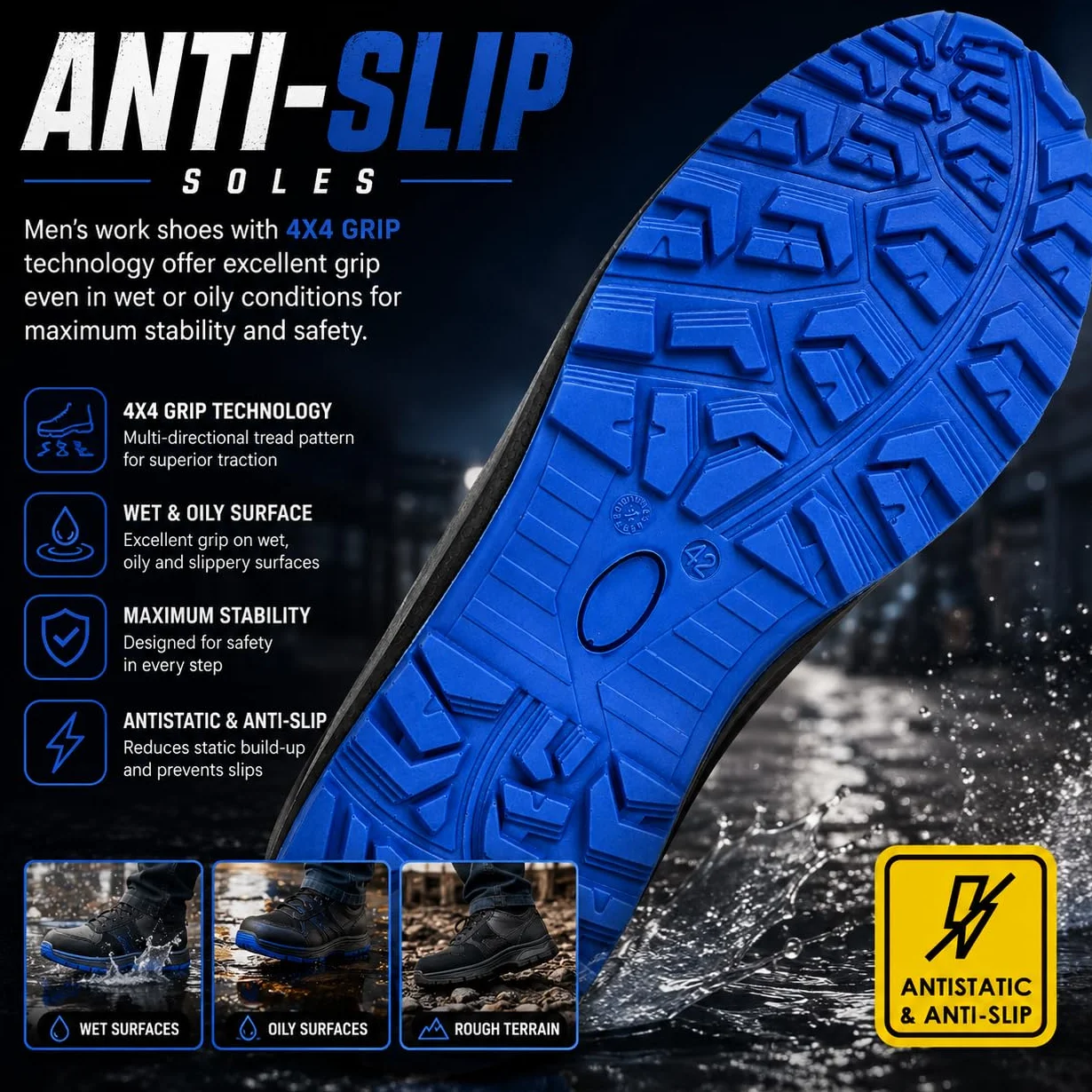 BWOLF Spire Arbeitsschuhe Herren S3 Sicherheitsschuhe Herren S3 Low wasserdicht, ölbeständig, 4x4 Grip Tech, Ergo-Sohlen