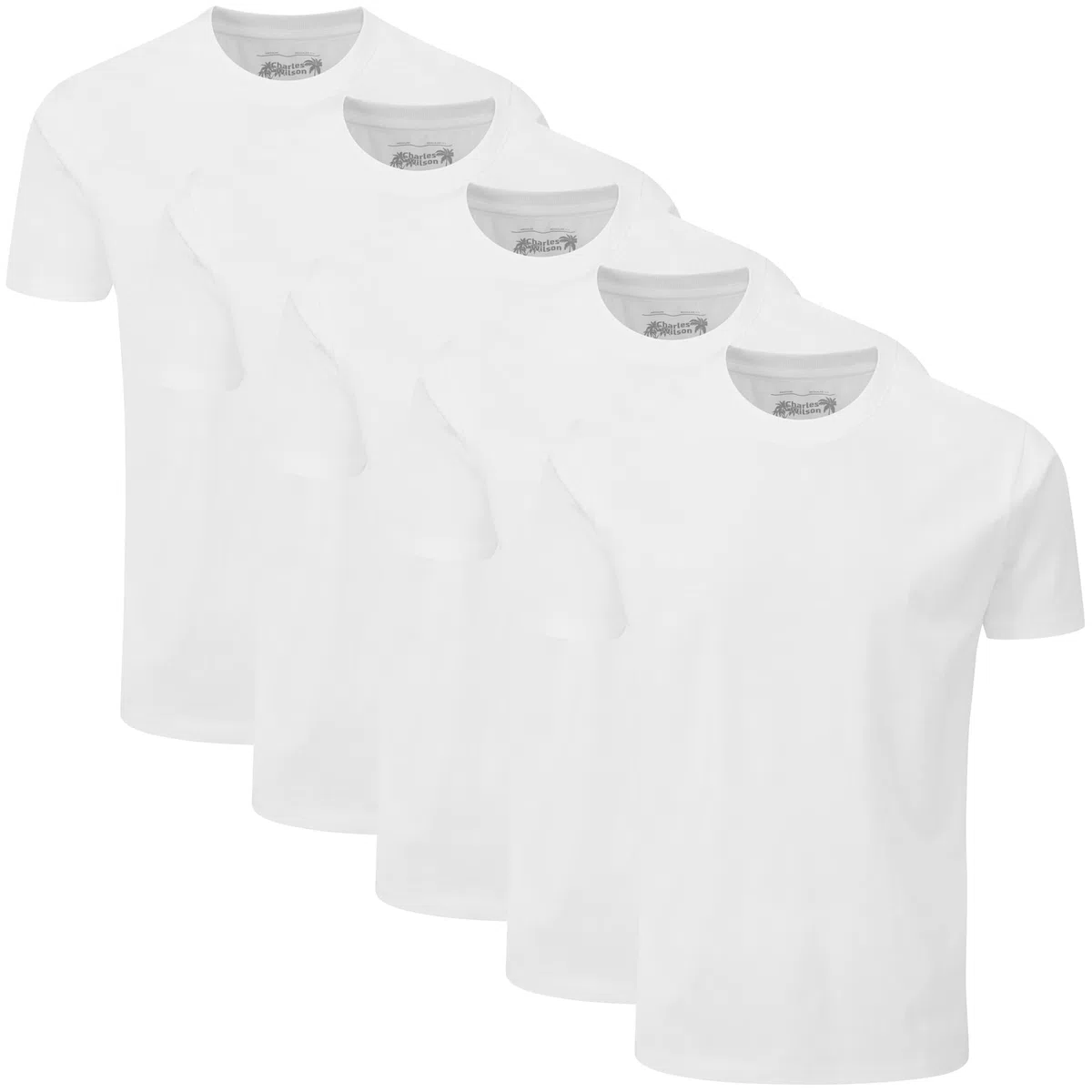 Charles Wilson 5er Packung Einfarbige T-Shirts mit Rundhalsausschnitt