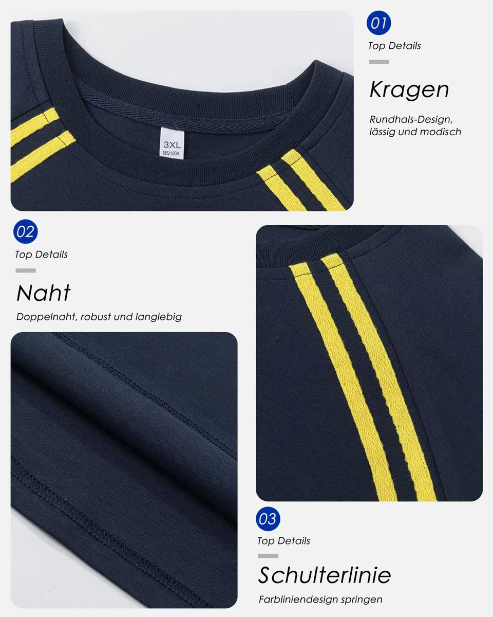 Trainingsanzug Jogginganzug Herren Outfit Komplett Sportliches Set Stylisch Lockere Passform Atmungsaktiv Kühlend Freizeit Tennis Fitnessstudio Outfit Fußball Golf Wander