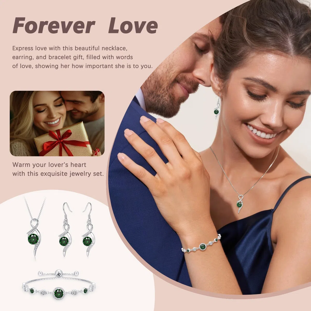 Silber Schmuck Set Damen, 3PCS 925 Sterling Silber Halskette & Ohrringe & Armband Set mit AAAAA Cubic Zirkonia, Unendlichkeit Silberschmuck Damen 925 Geschenk zum Geburtstag Mutter Tag