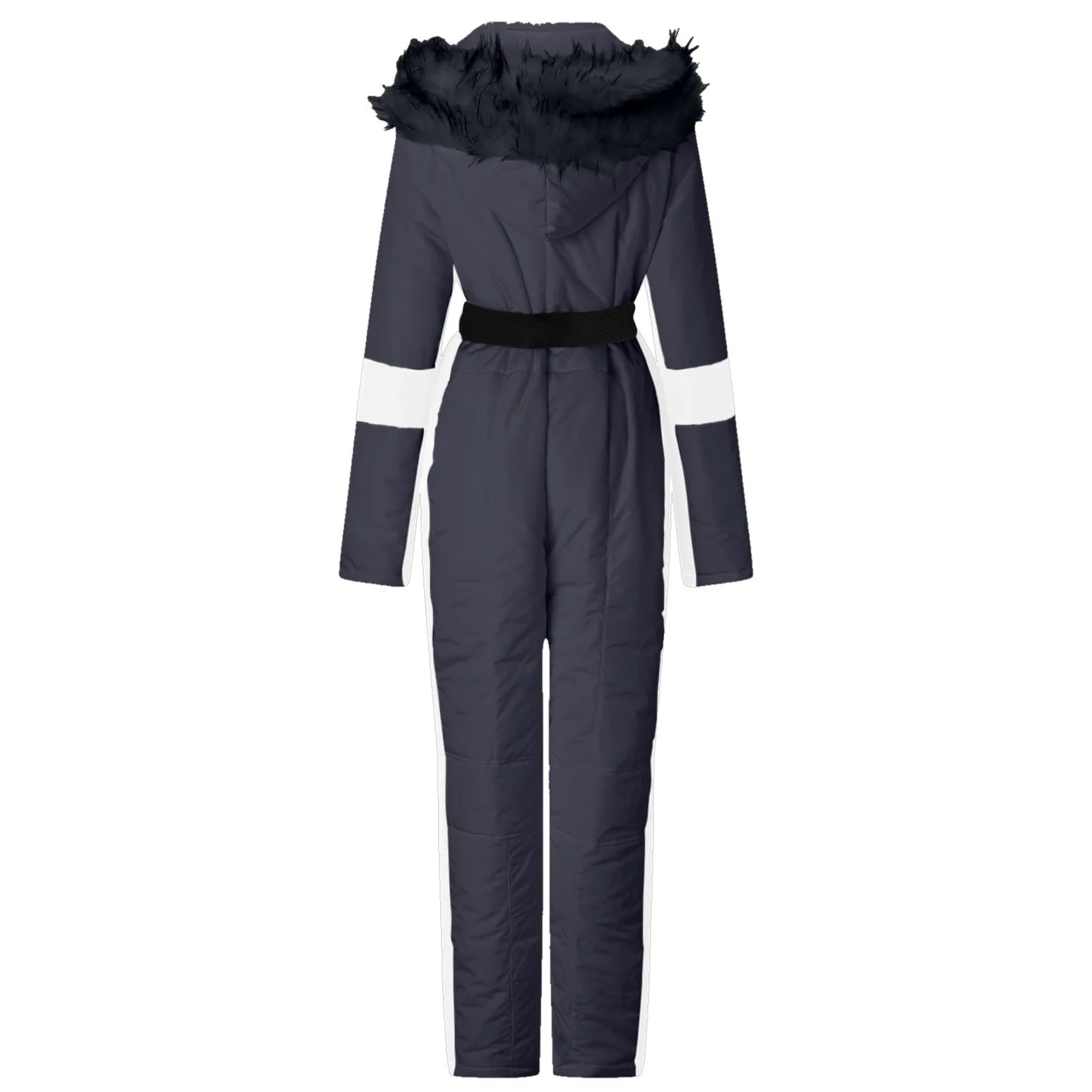 Sport Overall Damen Scrunch Skianzug Damen Einteiler Lang Schneeanzug Slim Fit Mit Gürtel Skianzug Langarm Patchwork Schneeoverall Atmungsaktiv Wasserdicht Jumpsuit Winddicht Warm Skioverall