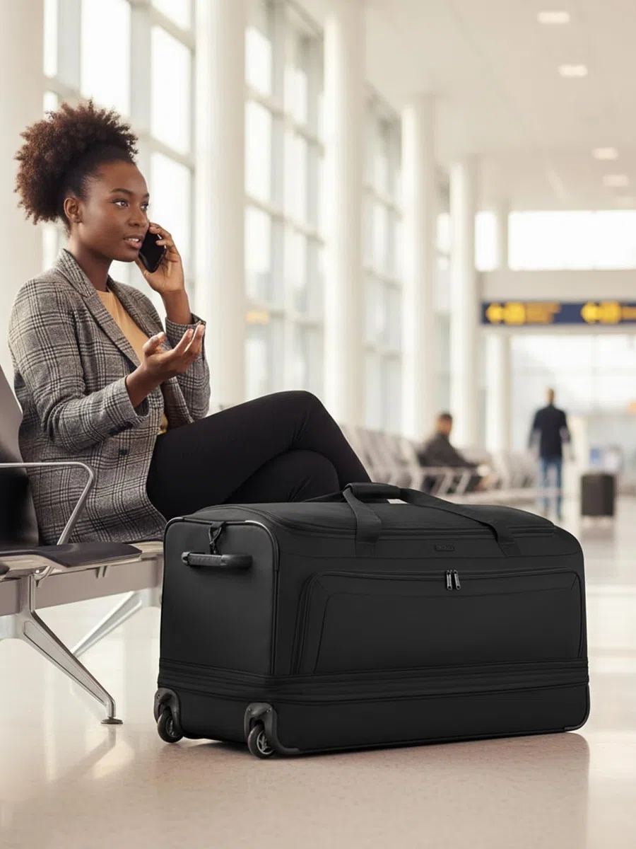 REDOLZ XL sehr große Jumbo Trolley-Reisetasche mit Rollen 80 cm [Sondergröße] Volumen mit Dehnfalte erweiterbar von 110 auf 140 Liter | extra Bodenfach für Männer & Frauen (Duffle Essentials)