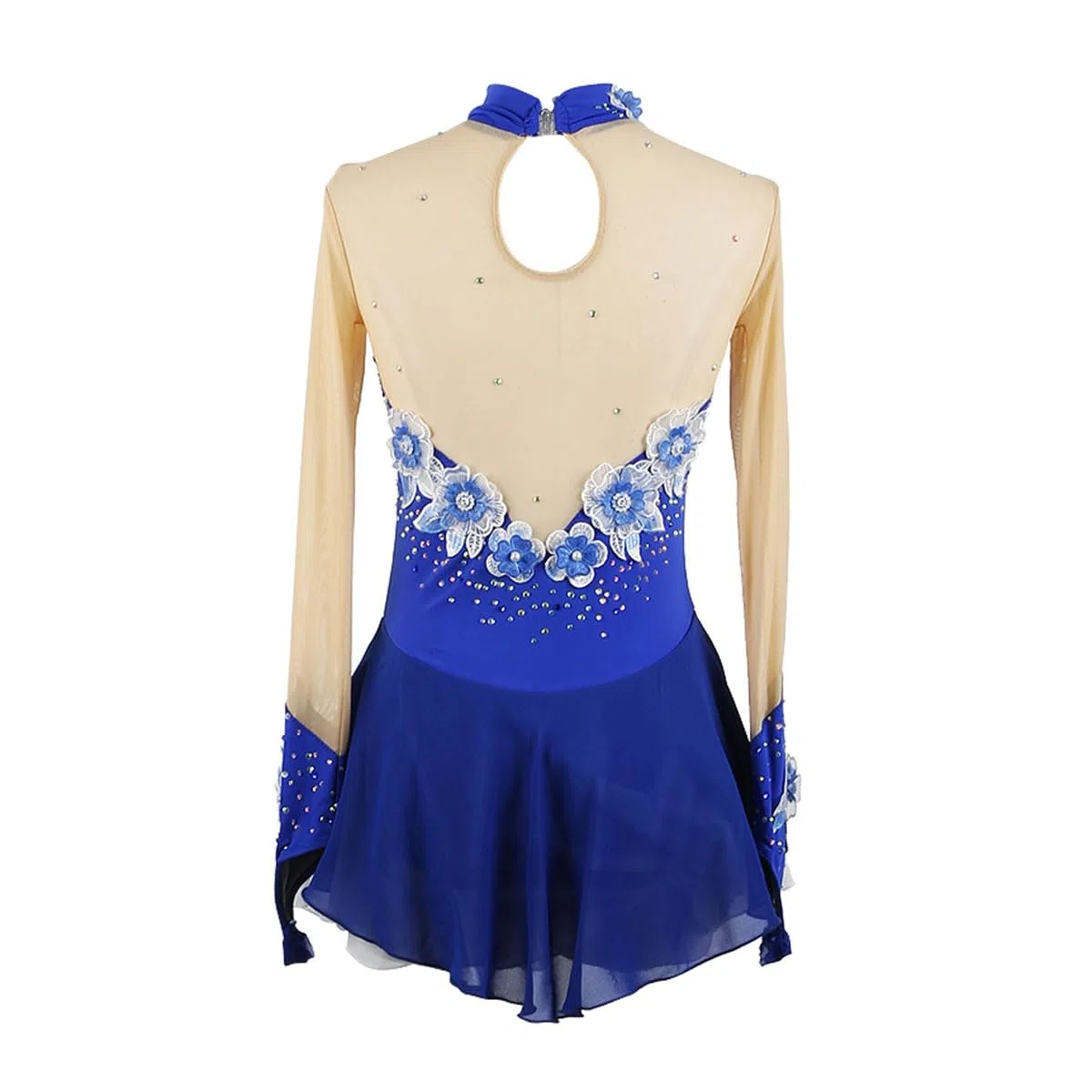 Eiskunstlauf Kleid Mädchen Kürkleid Strass Gymnastik Leotard Ballerina Kleid Latein Tanzkleid Rollkunstlauf Wettbewerb Tanzanzug Eiskunstlauf Zubehör,Blau,S