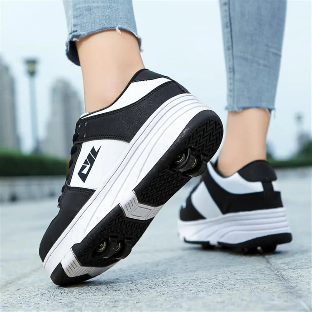 Schuhe mit Rollen für Kinder – 2-in-1 Rollschuhe und Turnschuhe für Jungen & Mädchen, verstellbare Skateboardschuhe