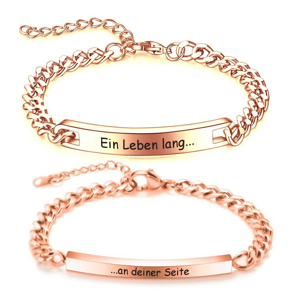ID Edelstahl Partner Armbänder + Gravur nach Wunsch Partnerarmbänder mit Box