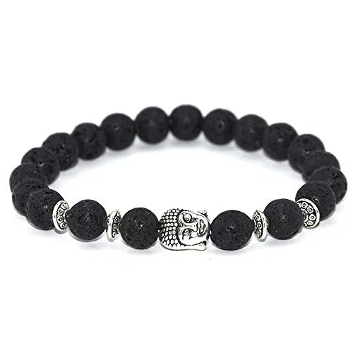 Steinarmband, Naturstein -Perlenarmband Mode Separate Perlen Vulkansteinkopf Perlen Elastisches Armband Personalisierte Kleidungszubehör