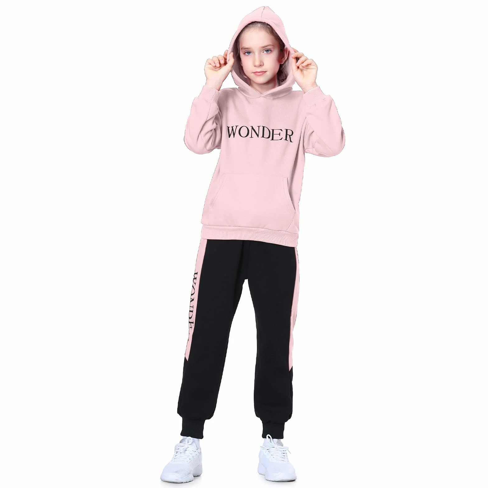 Kinder Mädchen Trainingsanzug Jogginganzug Sportanzug 2tlg Jogging Anzug Bekleidungsset Freizeitanzug Outfit-Set(Sweatshirt + Sweathose) Briefe Streifen Design