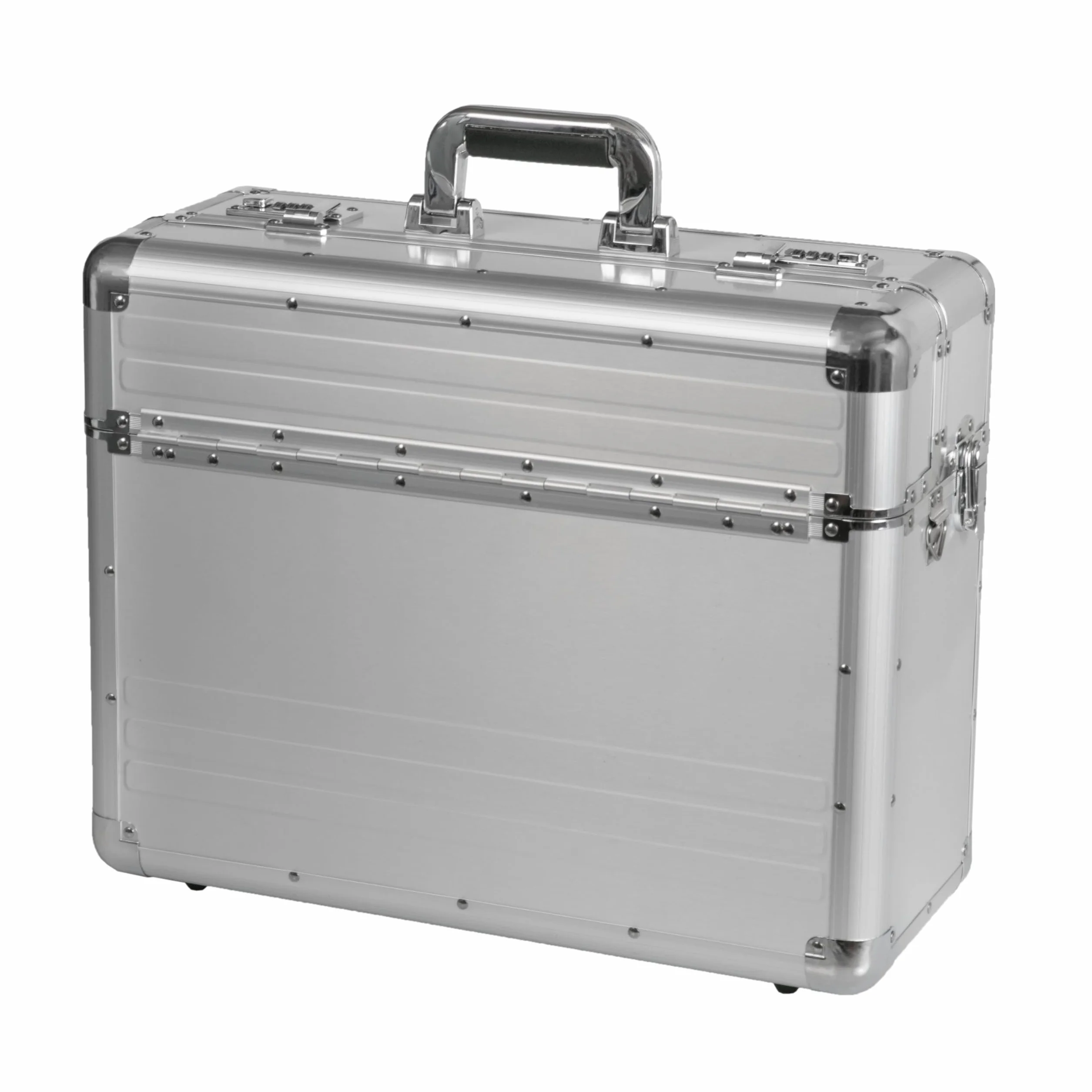 ALUMAXX 45119 Pilotenkoffer BETHA, Piloten Koffer aus glattem Aluminium, Dokumentenkoffer Alu, Aktenkoffer mit Zahlenschloss, Koffer 47 cm, Businesskoffer für 17" Notebooks, Silber, 47 x 38 x 20 cm