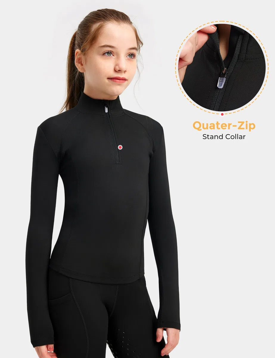 FitsT4 Sports Reitsset für Kinder Mädchen Reithose und Reitsport Oberteil Reitleggings Sommer mit Knie-Patch Silikon und Taschen