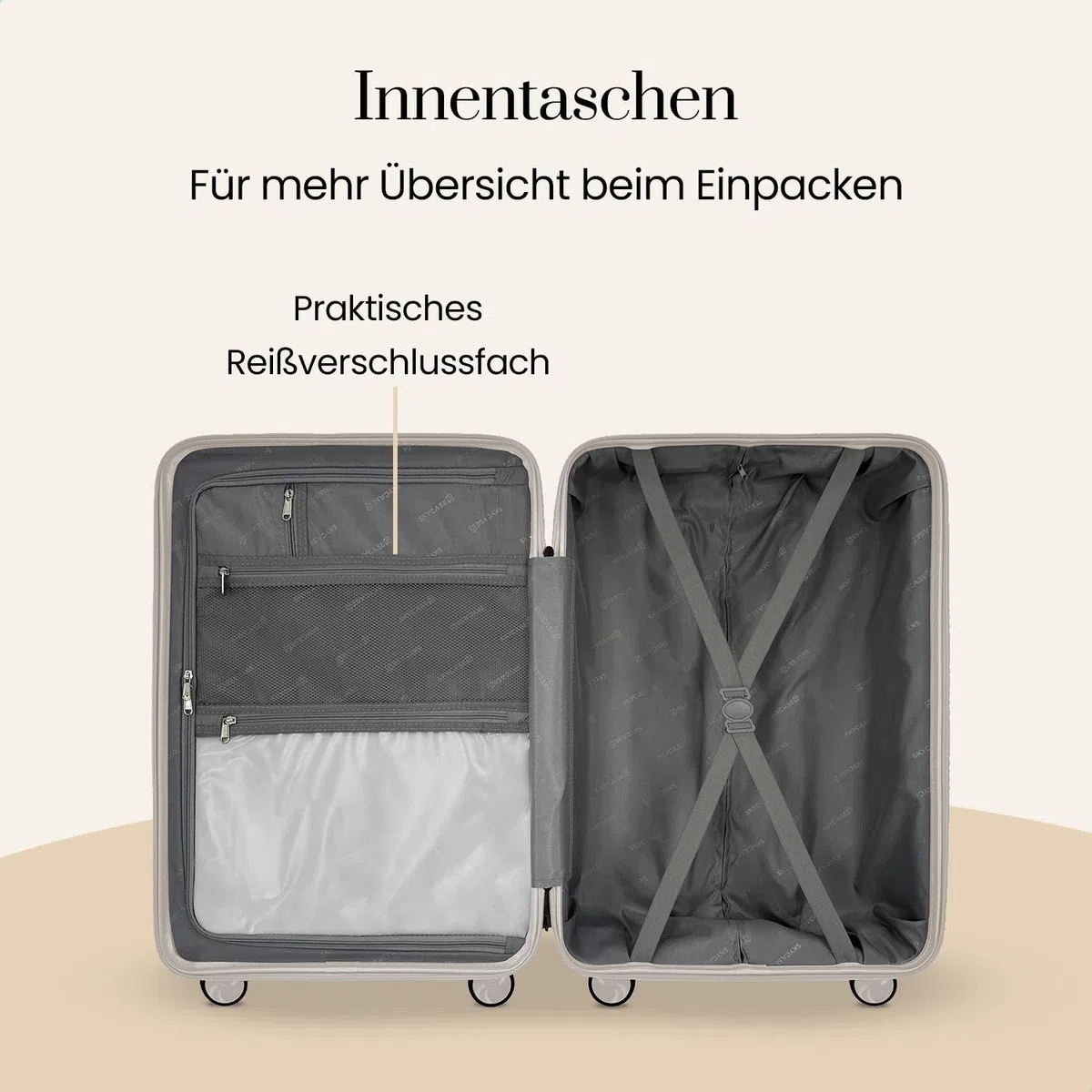 Urban Adventurer Koffer groß 110L – Beige – Hartschalenkoffer XXL mit Zahlenschloss & 4 Rollen