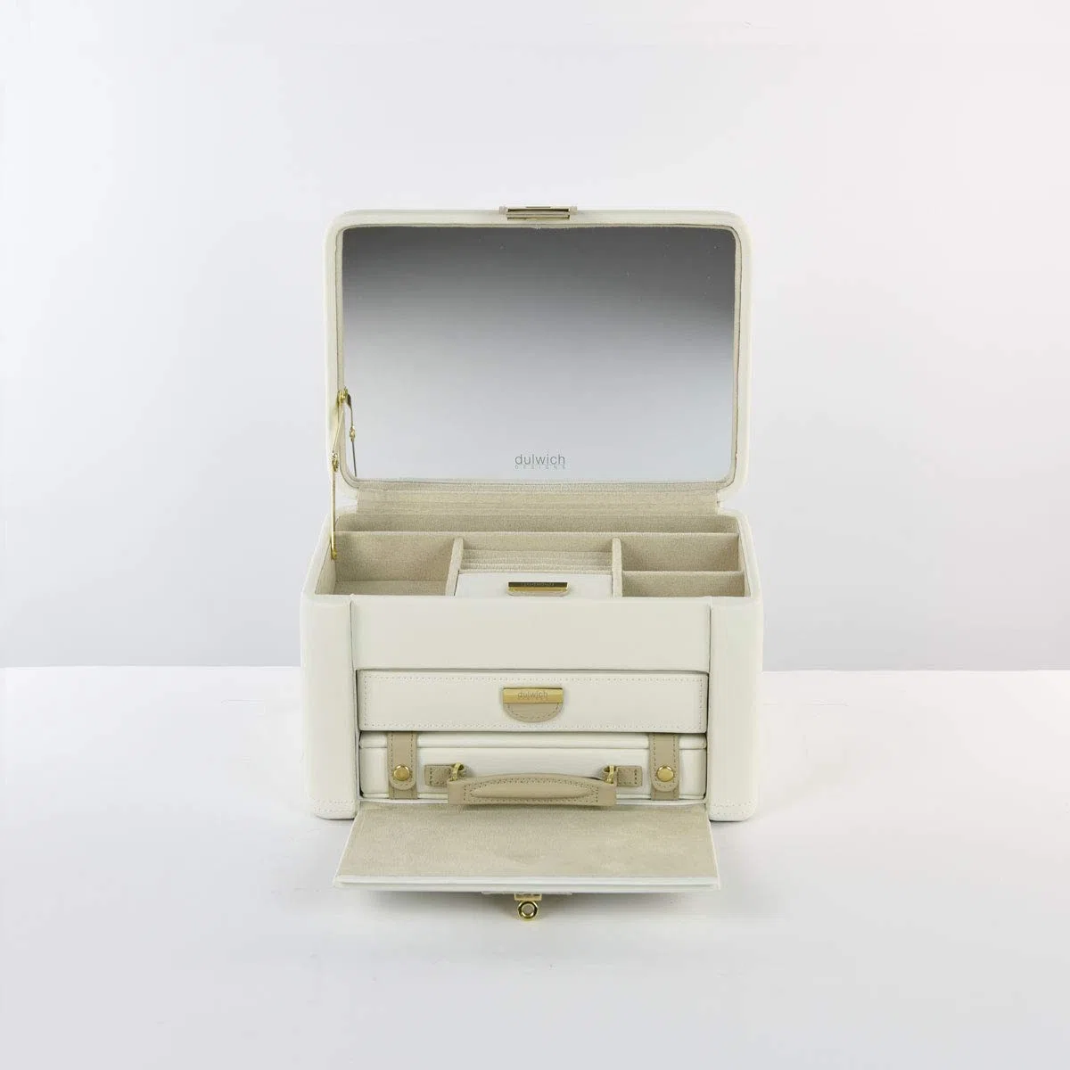 Dulwich Designs Schmuckkästchen aus Leder, cremefarben/Nerzfarben