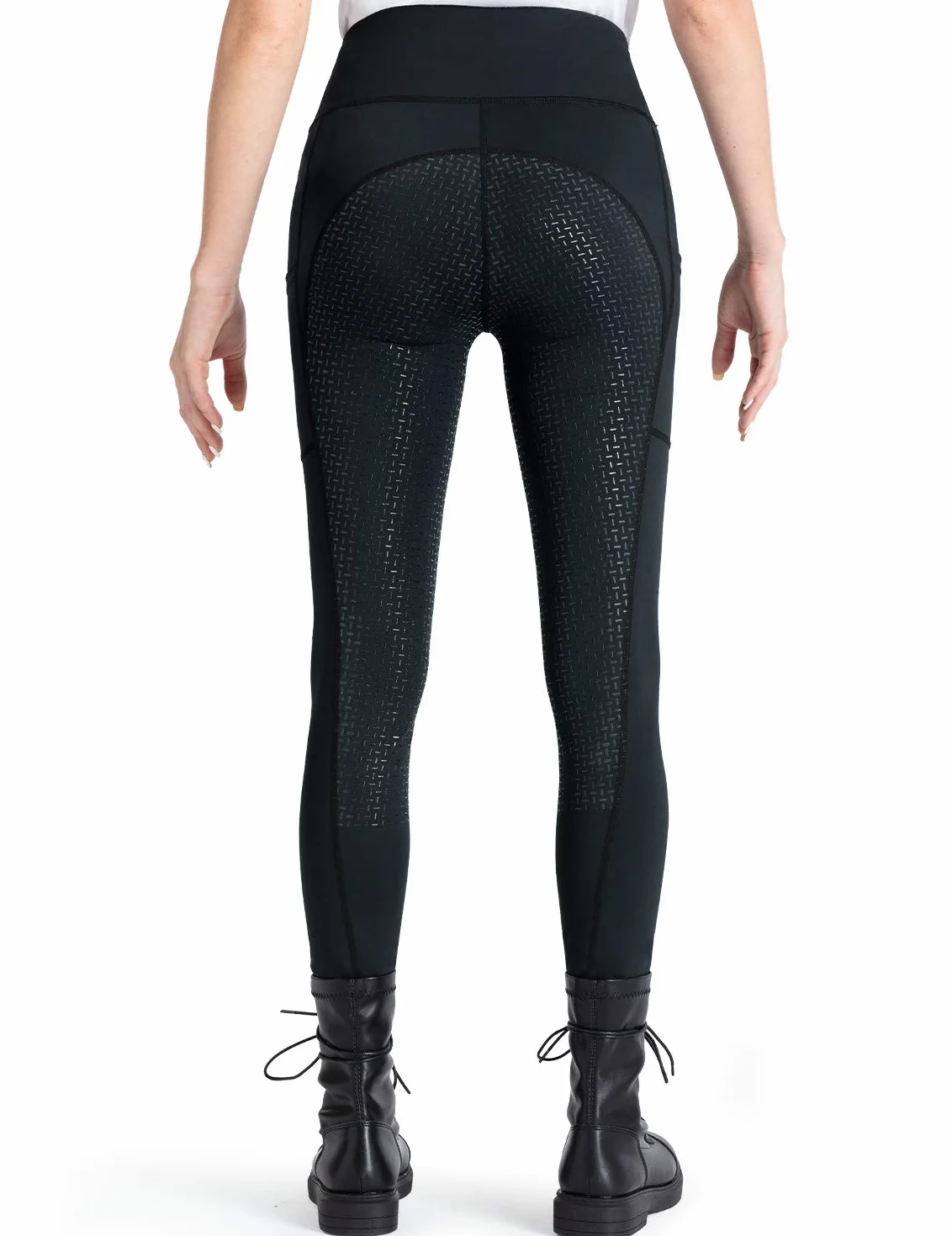 NAVISKIN Damen Reitleggings Silikon-Vollbesatz Reithose Silikongrip Vollbesatzreithose Handytasche